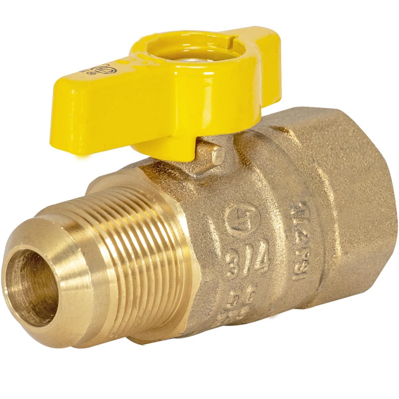 Eastman Straight Gas Brass Ball Valve, 3/4 in FIP x 15/16 in OD Flare Female, 1/4-Turn Handle, 60005 - Image 1